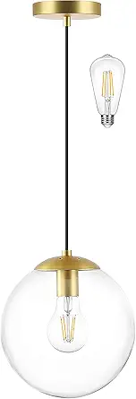 Photo 1 of  
KoKo&Yukina Globe Pendant Lighting for Kitchen Island Mid Century Modern Hanging Light Fixture with Clear Globe Glass Gold Brass Hanging Ceiling Lights for Sink Bathroom Entryway
