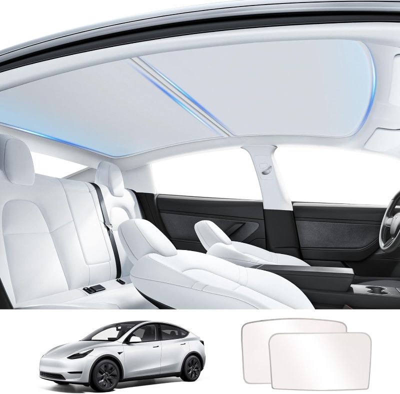 Photo 1 of Tesla Model Y Roof Sunshade 2021-2024, Foldable Model Y Sunshade Roof, Tesla Model Y Glass Roof Sunshade, Front & Rear Model Y Sun Shade, Top Windows Sun Shade Windshield and Sunroof
