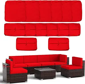 Photo 1 of 14 Pieces Patio Cushion Covers Replacement?Cushion Covers for Patio Furniture?Outdoor Cushion Covers Replacement (23.6 * 23.6 * 4.33in, red)
