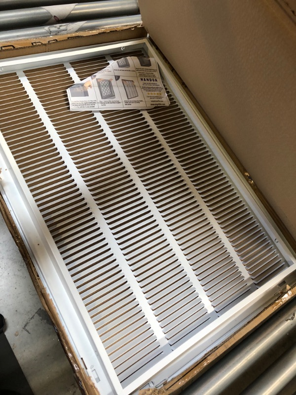 Photo 2 of Fits 20x30 Duct Opening | Steel Return Air Filter Grille by Handua [Removable Door] for 1-inch Filters | Vent Cover Grill | White | HVAC Cold Air Intake Grille | Outer Dimensions: 22 5/8"W X 32 5/8"H 20"W x 30"H [Duct Opening]