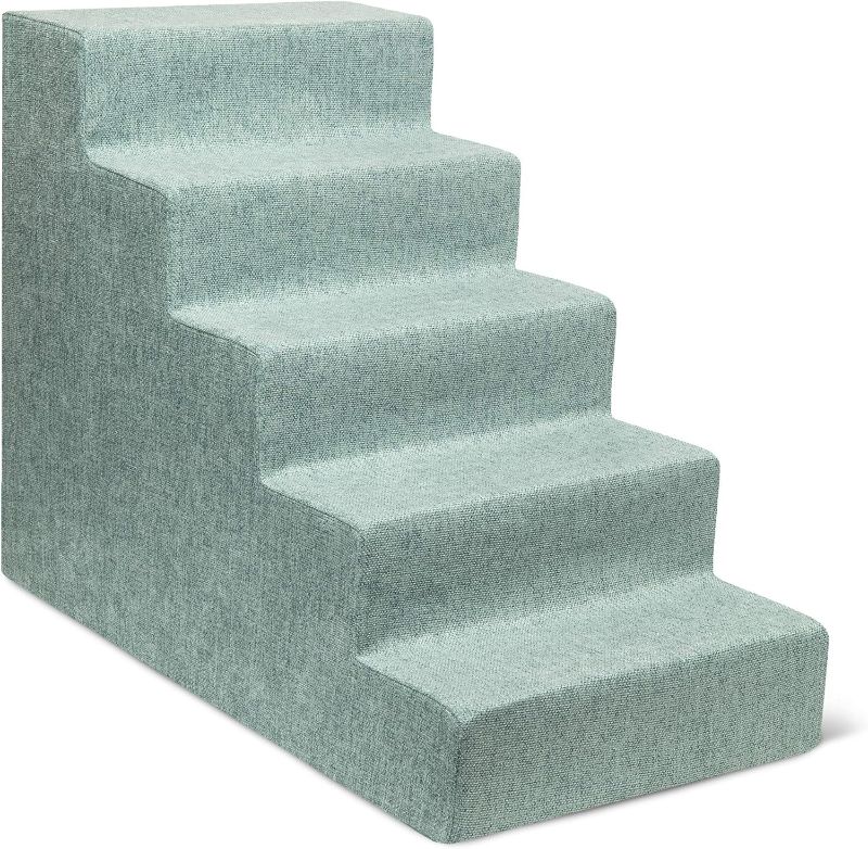 Photo 1 of Best Pet Supplies Dog Stairs for Small Dogs & Cats, Foam Pet Steps Portable Ramp for Couch Sofa and High Bed Non-Slip Balanced Indoor Step Support, Paw Safe No Assembly - Pale Teal, 5-Step
