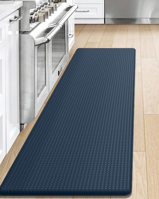 Photo 1 of DEXI Kitchen Rug Runner Mat Anti Fatigue Non Skid Cushioned Comfort Standing Kitchen Mat Waterproof and Oil Proof Floor, Easy to Clean, 17"x59", Blue
