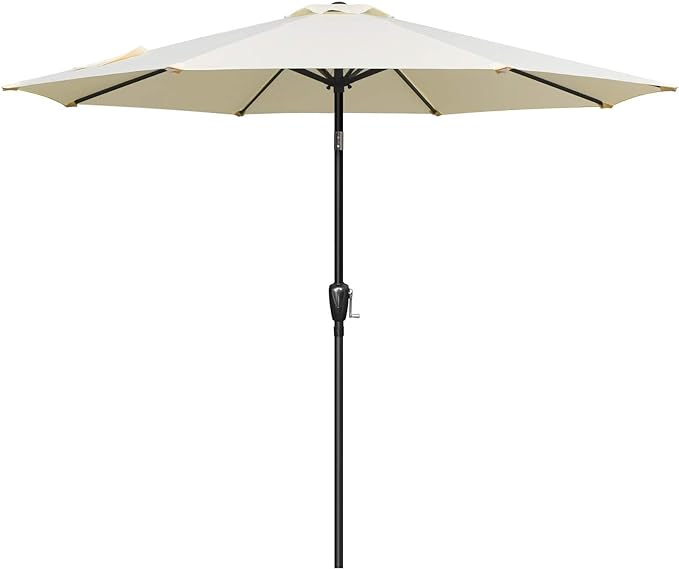 Photo 1 of Simple Deluxe 9 FT Patio Umbrella with 20 Inch Heavy Duty Base Stand, Push Button Tilt/Crank, 8 Sturdy Ribs, for Outdoor Market Table, Garden, Lawn, Backyard, Pool
