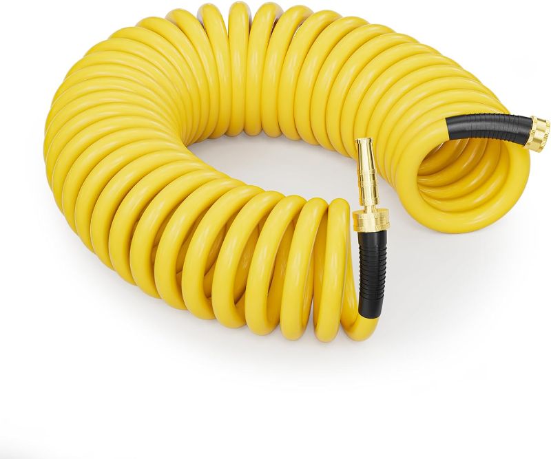 Photo 1 of 1/2" Large Flow Coil Garden Hose 25 FT, Upgrade Coiled Water Hose with Nozzle?Lightweight Flexible Garden Hose with 3/4" Solid Brass Fittings
