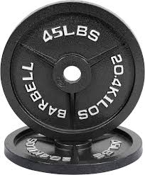 Photo 1 of Cast Iron Olympic Weight Plates – Free Weights With 2-inch Hole & Anti-Rust Hammertone Finish - Ideal for Strength Training, CrossFit Equipment & Home Gym Set