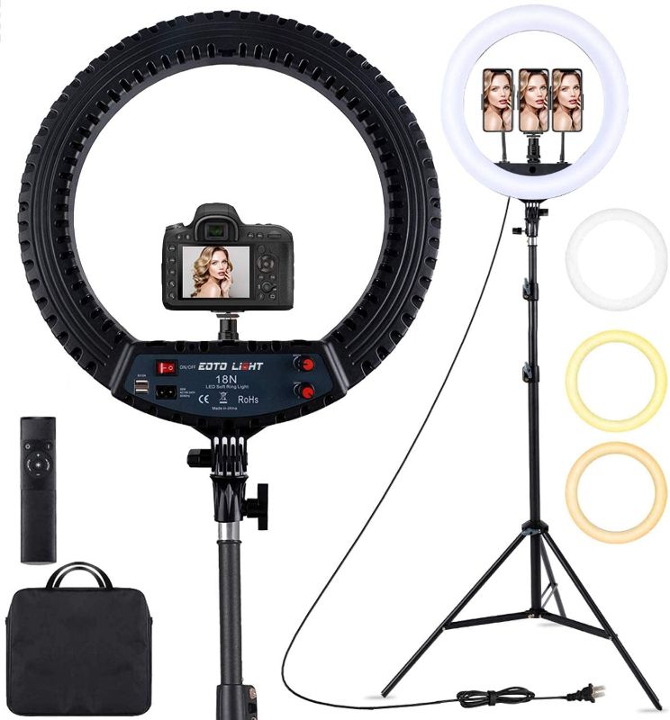 Photo 1 of 18 inch LED Ring Light with Tripod Stand Dimmable Makeup Selfie Ring light 