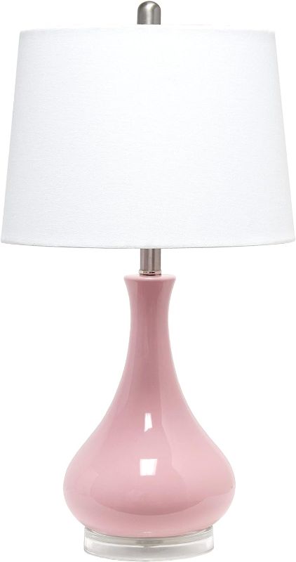 Photo 1 of      Elegant Designs Ceramic Tear Drop Shaped Table Lamp Rose Pink
