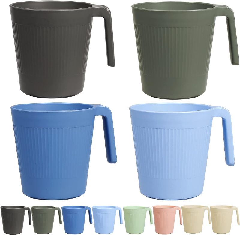 Photo 1 of , Plastic Coffee Cups Set, 16.9 OZ Unbreakable Coffee Mugs with Handle Reusable Camping/Dorm/RV Drinking Cups for Adults/Kids