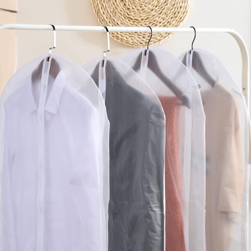 Photo 1 of 5 pack -- 24'' x 32'' Clear Garment Bags Full Zipper Suit Bags Lightweight Clothes Cover for Hanging PEVA Clothes Protectors for Hanging Clothes Moth Proof Breathable Dust Cover Plastic Garment Bags