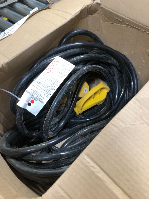 Photo 2 of 30 Amp RV Extension Cord 50 FT Outdoor with Grip Handle, Flexible Heavy Duty 10/3 Gauge STW 3 Prong RV Power Cord Waterproof with Cord Organizer, NEMA TT-30P to TT-30R, Black-Yellow, ETL Listed 50 FT-30A Yellow