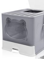 Photo 1 of  Large Foldable Litter Box with Lid and Scoop Enclosed Cat Potty Anti Splashing Cat Toilet Drawer Type Cat Litter Tray Front Entry Top Exit Kitty Litter Pan Odor Control Easy Clean