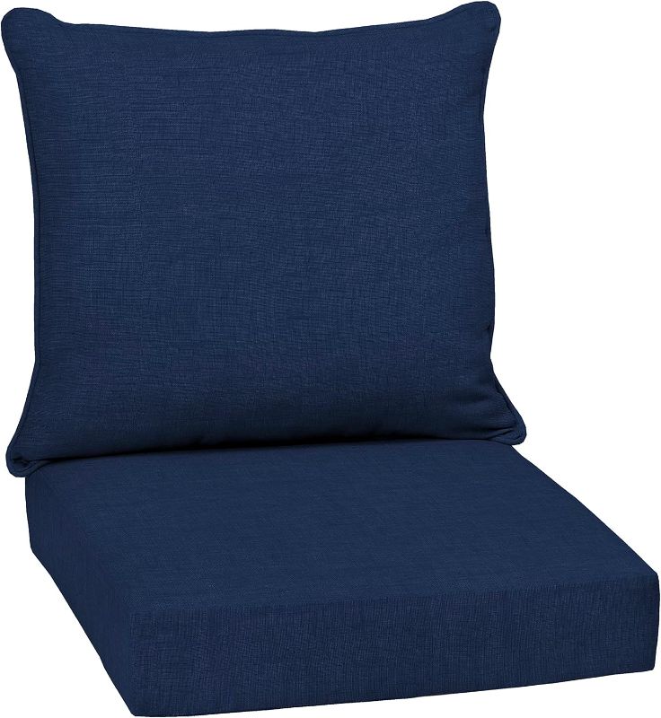 Photo 1 of Arden Selections Outdoor Deep Seat Set, 24 x 24, Rain-Proof, Fade Resistant, Deep Seat Bottom and Back Cushion 24 x 24, Sapphire Blue Leala
