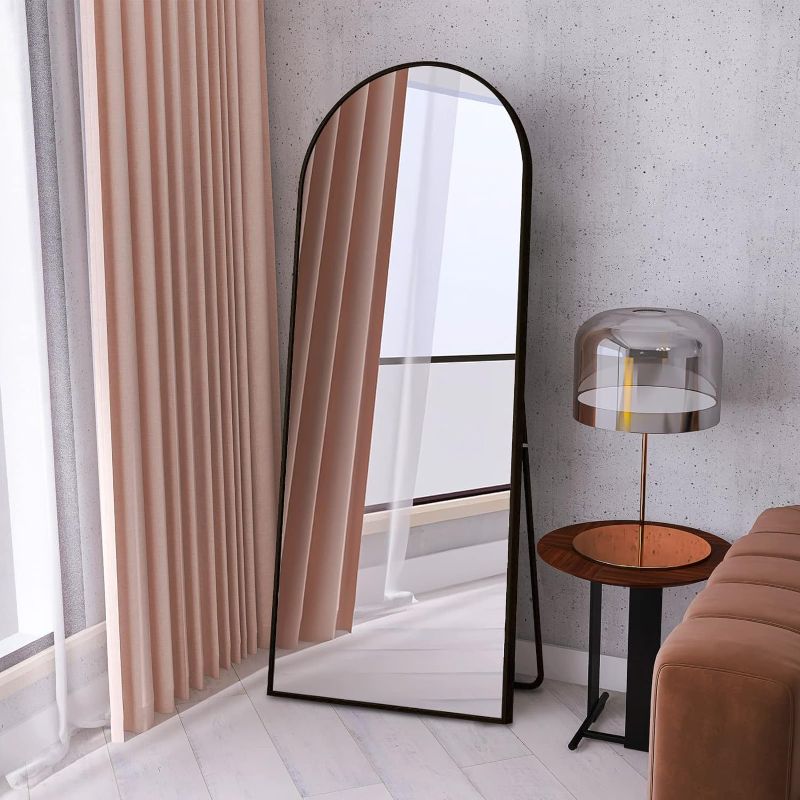 Photo 1 of LFT HUIMEI2Y Arched Full Length Mirror, 65"x23.6" Full Body Mirror with Stand or Leaning Against Wall,Mirror with Aluminum Alloy Frame for Bedroom...

