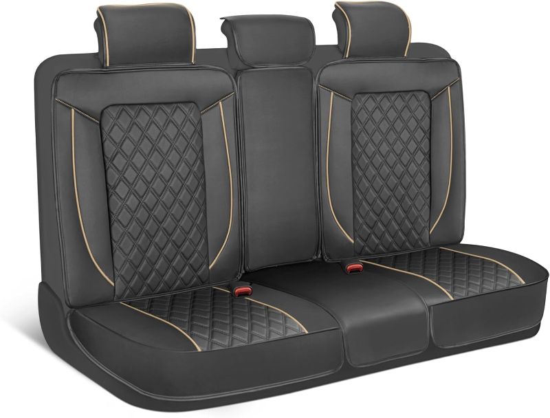 Photo 1 of MotorBox Prestige Premium Seat Covers, Semi-Custom Fit Car Seat Covers for Rear Bench Automotive Interior Cover for Car Truck Van SUV, Made with Faux Leather for Superior Feel & Durability - Black Black Rear Bench