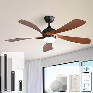 Photo 1 of Sofucor 52" Smart Ceiling Fan, Indoor/Outdoor Ceiling Fans with Lights and Remote, Work with Alexa/Google/App, 3-Color Light 6-Speed Timing Reversible DC Motor for Bedroom Living Room Patio
