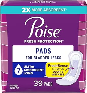Photo 1 of Poise Incontinence Pads & Postpartum Incontinence Pads, 7 Drop Ultra Absorbency, Long Length, 39 Count, Packaging May Vary