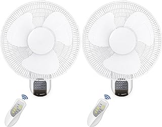 Photo 1 of 2 Pack-16 Inch Digital Wall Mount Fan with Remote Control 3 Oscillating Modes, 3 Speed, 72 Inches Power Cord, White, 2 Pack 2 Pack With Remote Control