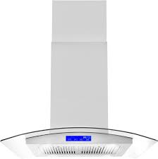 Photo 1 of COSMO 668ICS750 30 in. Island Mount Range Hood with 380 CFM, Soft Touch Controls, Permanent Filters, LED Lights, Tempered Glass Visor in Stainless Steel
