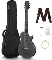 Photo 1 of Enya Nova Go Carbon Fiber Acoustic Guitar 1/2 Size Beginner Adult Travel Acustica Guitarra w/Starter Bundle Kit of Colorful Packaging, Acoustic Guitar Strap, Gig Bag, Cleaning Cloth, String(Black)
