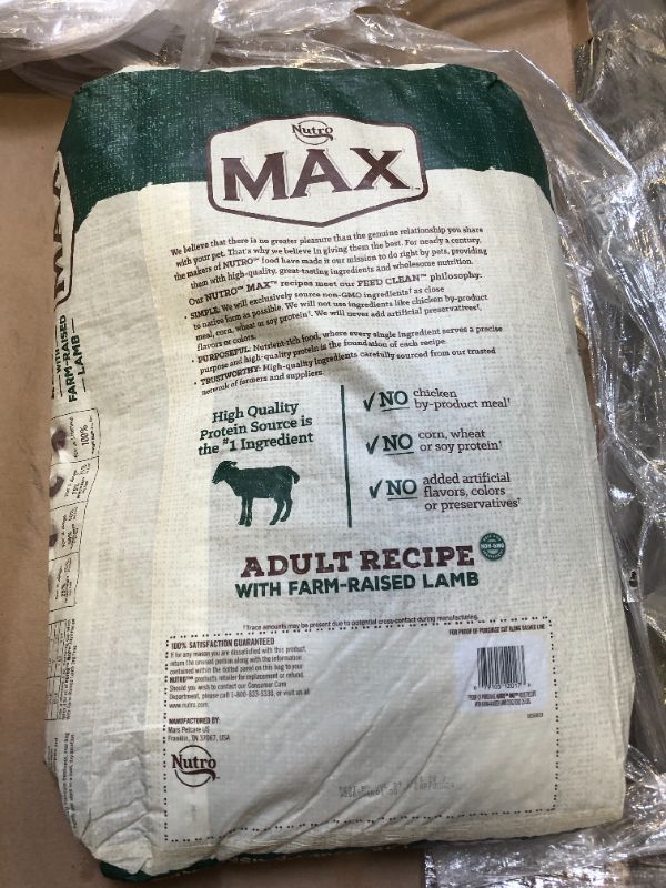 Photo 3 of NUTRO MAX Adult Recipe Dry Dog Food With Farm Raised Lamb, 25 LB Bag