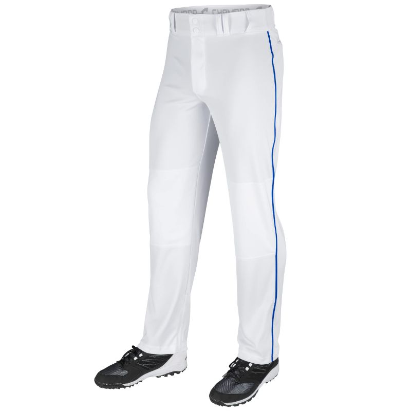 Photo 1 of Champro Adult Triple Crown Open Bottom Piped Baseball Pants for Men White, red Pipe X-Large