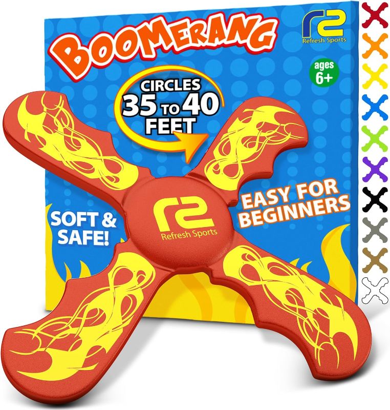 Photo 1 of Fun Easy to Throw Boomerang for Kids - It Really Does Fly Back - Toy Gifts for Boys & Girls - Soft Foam Design Allows for Safe Play & Great Beginner Toy Gift Idea Kids Boy Birthday Gift Ideas Stuffers
