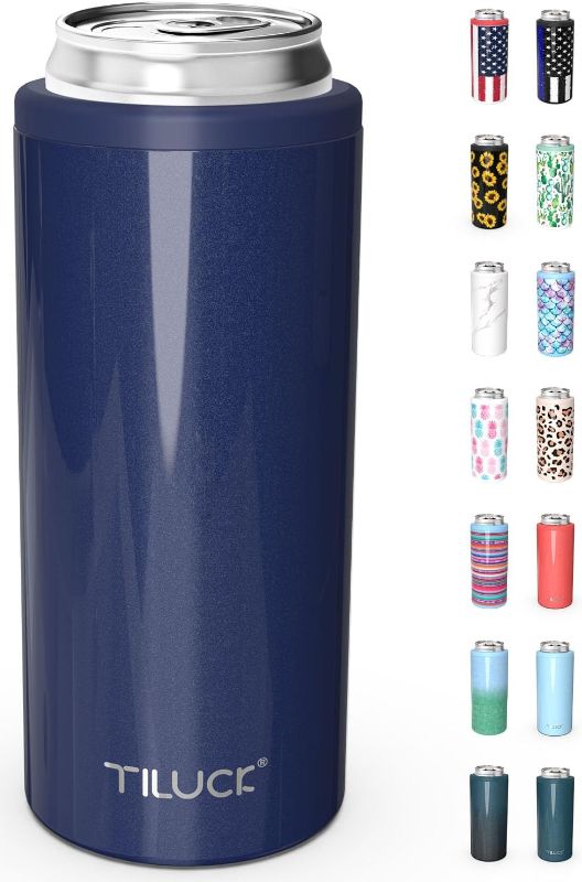 Photo 1 of TILUCK Skinny Can Cooler for Slim Beer & Hard Seltzer, Stainless Steel, Doucle-Walled Stainless Steel Insulated Slim Cans, Standard 12 oz