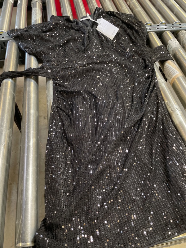 Photo 2 of GRACE KARIN Sequin Sparkly Dresses for Women Glitter Front Tie Cap Sleeves V Neck Midi Bodycon Cocktail Dress
SZ L