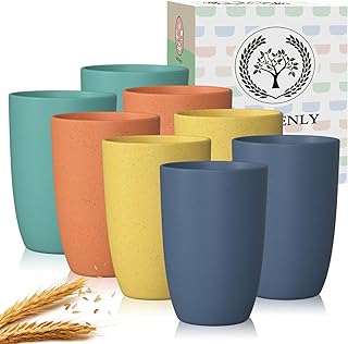 Photo 1 of Homienly Wheat Straw Cups 8 PCS Plastic Cups Unbreakable Drinking Cup Reusable Dishwasher Safe Water Glasses with 4 Colors