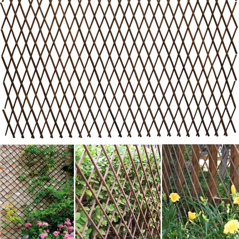 Photo 1 of 86 York Expandable Willow Lattice Fence Panel for Climbing Plants Vine Ivy Rose Cucumbers Clematis (2)
