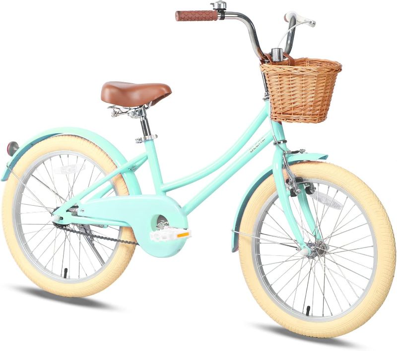 Photo 1 of Little Molly 12-20 inch Kids Retro Cruiser Bike for 2-13 Year Old with Wicker Basket & Training Wheels/Kickstand, Mutiple Colors
