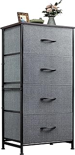 Photo 1 of WLIVE Dresser with 4 Drawers, Storage Tower, Organizer Unit, Fabric Dresser for Bedroom, Hallway, Entryway, Closets, Sturdy Steel Frame, Wood Top, Easy Pull Handle, Dark Grey A-dark Grey