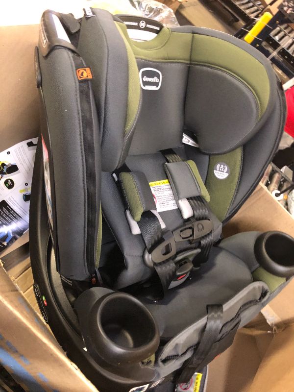 Photo 2 of Evenflo Revolve360 Extend All-in-One Rotational Car Seat with Quick Clean Cover (Rockland Green) Revolve Extend Quick Clean Cover Rockland Green