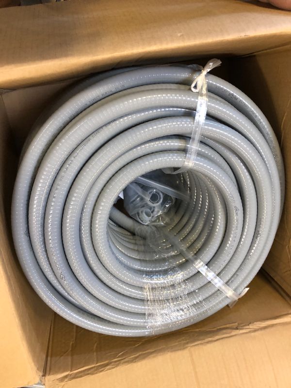Photo 2 of Neorexon Liquid-Tight Conduit 3/4 150ft, Electrical Conduit with Connector Kit, Flexible Conduit with 5 Straight and 5 90-Degree Conduit Connector Fittings Gray 3/4inch 150ft