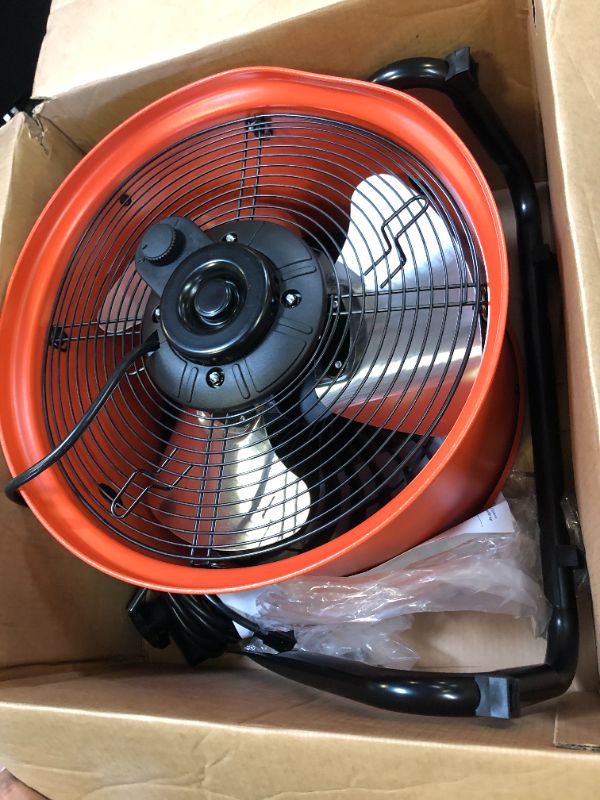 Photo 3 of 16 in. 3-Speed Drum Floor Fan in Orange High Velocity Turbo
