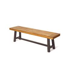 Photo 1 of Christopher Knight Home Carlisle Outdoor Acacia Wood and Rustic Metal Bench, Sandblast Finish / Rustic Metal 14. 75 x 63 x 17. 50 inches
