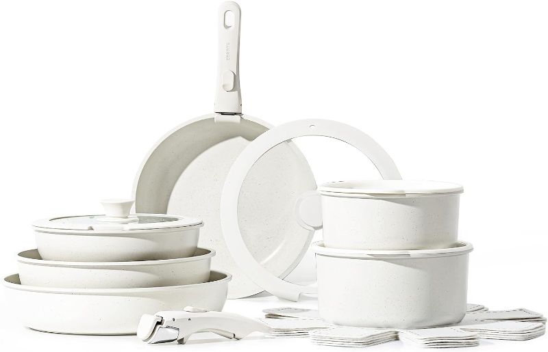 Photo 1 of CAROTE 17pcs Pots and Pans Set, Nonstick Cookware Set Detachable Handle, Induction Kitchen Cookware Sets Non Stick with Removable Handle, RV Cookware Set,...
