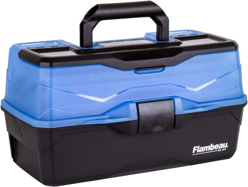 Photo 1 of Flambeau Outdoors 6383FB 3-Tray Classic Tray Tackle Box, Portable Tackle Organizer, Frost Blue/Black
