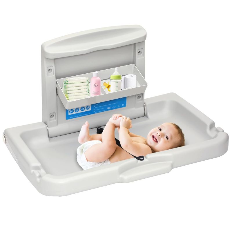 Photo 1 of Commercial Baby Changing Station,Wall Mounted Baby Changing Station with Safety Strap,Wall Mounted Changing Table for Commercial Bathroom, Baby Changing Station That Makes Every Mother Happy
