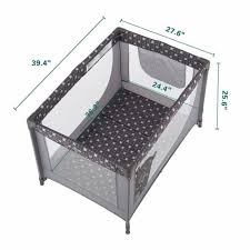 Photo 1 of Pamo Babe Portable Enclosed Baby Playpen Crib with Mattress and Carry Bag, Gray
