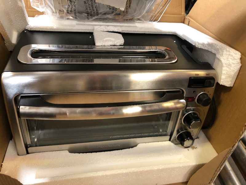 Photo 2 of Hamilton Beach 2-in-1 Countertop Oven and Long Slot Toaster, Stainless Steel, 60 Minute Timer and Automatic Shut Off (31156)