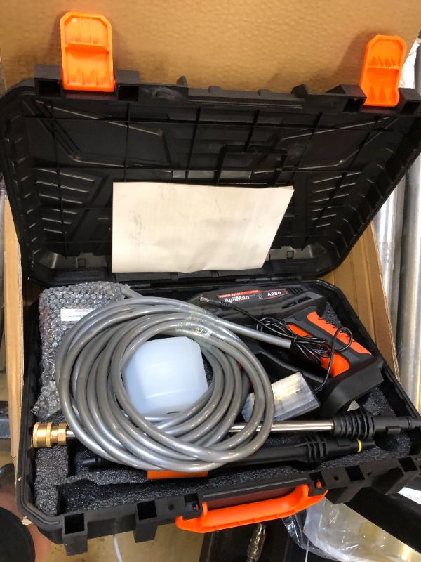 Photo 2 of AgiiMan Cordless Pressure Washer - MAX 1000 PSI Battery Powered Pressure Washer, 21V Portable Cordless Power Washer with Rechargeable 4.0Ah Battery for Car/Fence/Floor/Patio Cleaning & Watering Orange