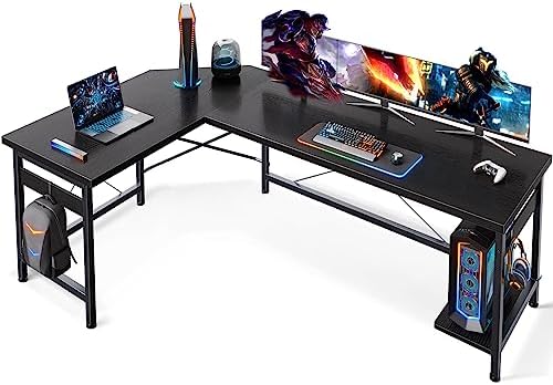 Photo 1 of Coleshome 66" L Shaped Gaming Desk, Corner Computer Desk, Sturdy Home Office Computer Table, Writing Desk, Larger Gaming Desk Workstation, Black
