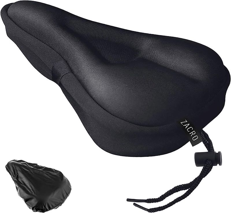 Photo 1 of Zacro Bike Seat Cushion - Gel Padded Bike Seat Cover for Men Women Comfort, Extra Soft Exercise Bicycle Seat Compatible with Peloton, Outdoor & Indoor
