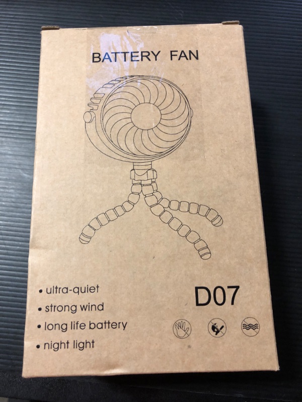 Photo 1 of AMACOOL Battery Operated Stroller Fan Flexible Tripod Clip On Fan with 3 Speeds and Rotatable Handheld Personal Fan for Car Seat Crib Bike Treadmill (Black)