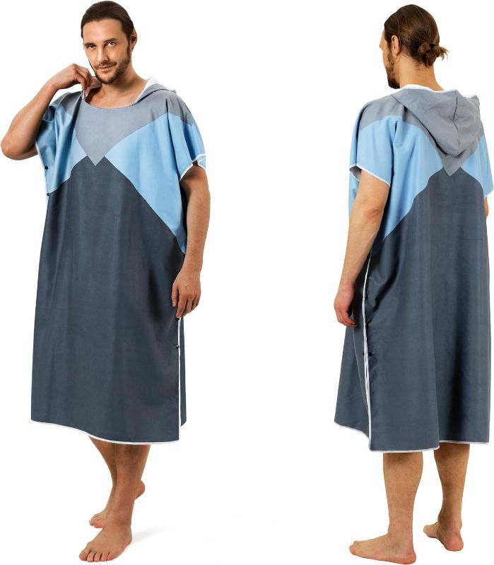 Photo 1 of Surf Poncho Changing Robe with Hood. Beach Poncho for Men and Women. L/S Beach Towel Wetsuit Quick-Dry
