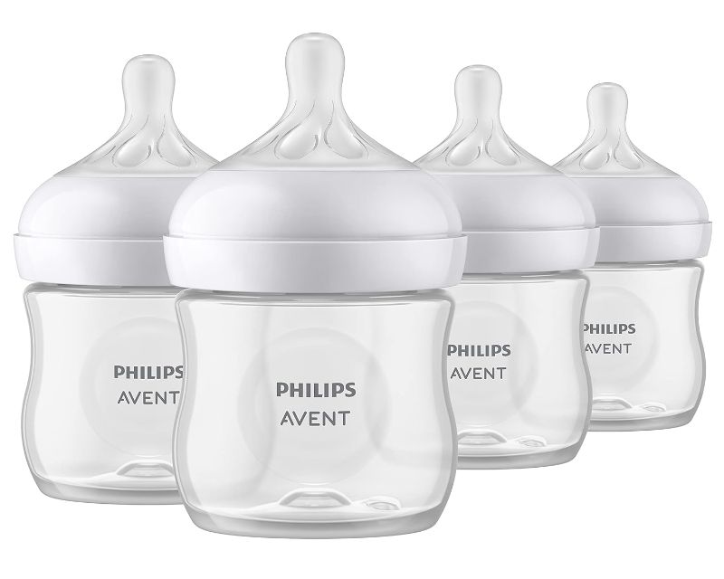 Photo 1 of Philips Avent Natural Baby Bottle with Natural Response Nipple, Clear, 4oz, 4pk, SCY900/04 4oz 4 Pack Clear