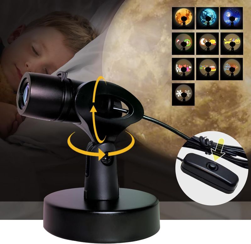 Photo 1 of Moon Earth Lamp Night Light Projector, 10 Exclusive Lens USB Star Projector for Bedroom, Christmas New Year Halloween Birthdays Valentine's Day Gift, Kids Room Lamp &Wall Decor
