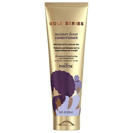 Photo 1 of Pantene Gold Series Moisture Boost Conditioner Infused with Argan Oil - 8.4 Fl Oz Pantene Gold Series Sulfate-Free Shampoo with Argan Oil for Curly Coily Hair 8.5 Fl Oz


