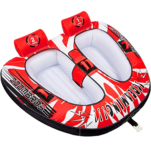 Photo 1 of ZOOMBROS Towable Tubes for Boating 2 Person, Water Tubes for Boats to Pull, Safety Inflatable Boat Tubes and Towables, Water Sport Towables with Drain
